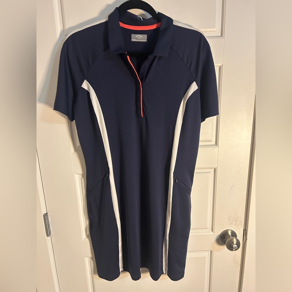 Callaway Navy Polo dress with pink and white Trim